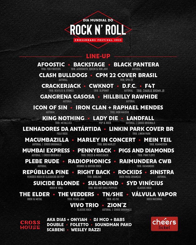 Festival Crossroads Dia Mundial do Rock 2023 com Sinistra, Black